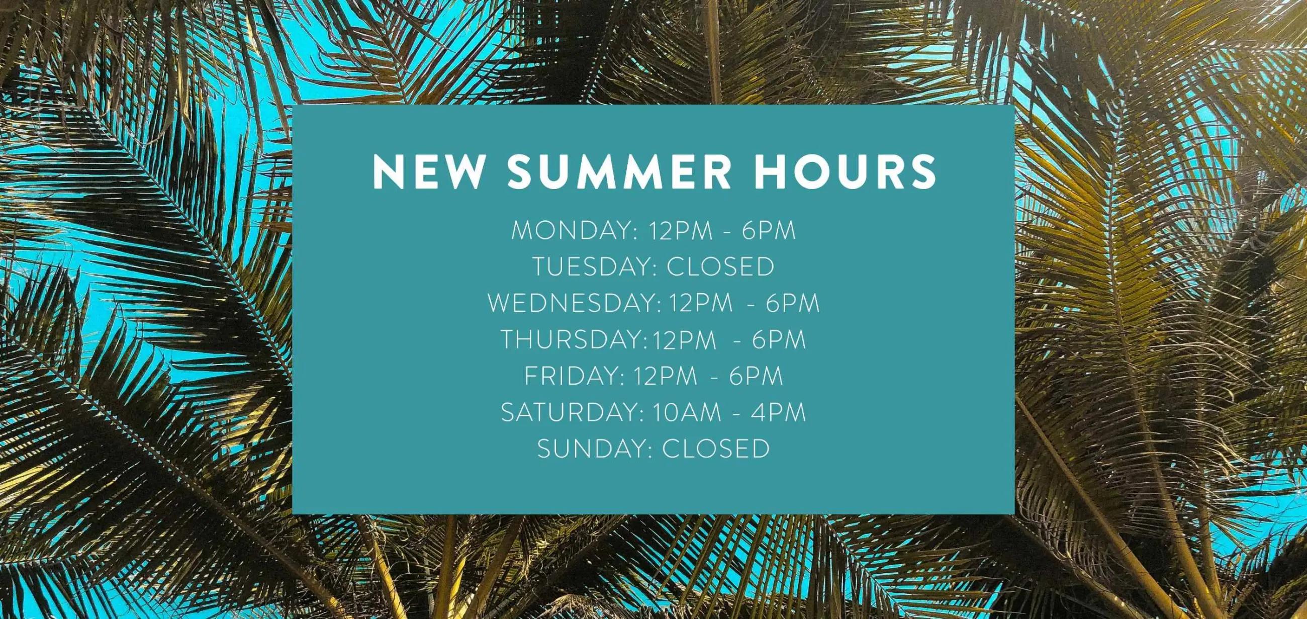New Summer Hours desktop banner